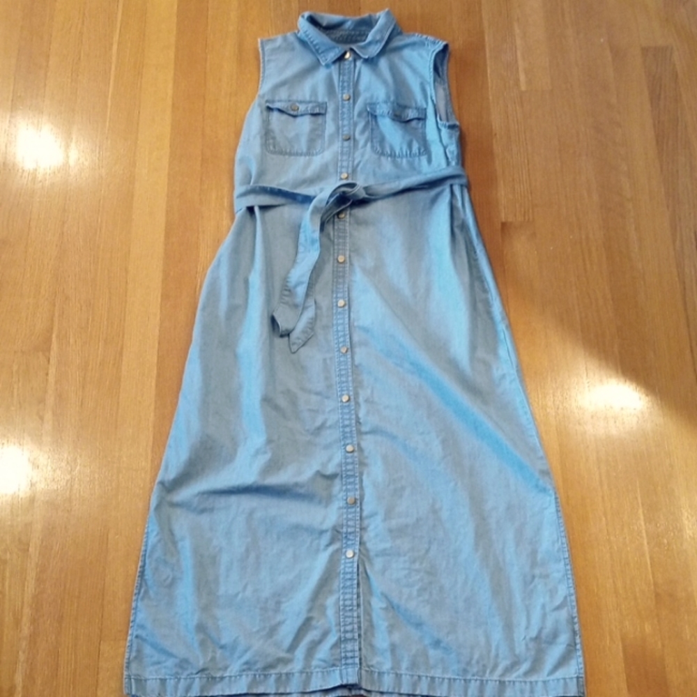 Talbots Denim Chambray casual Sleeveless Women's Maxi Dress, 10P